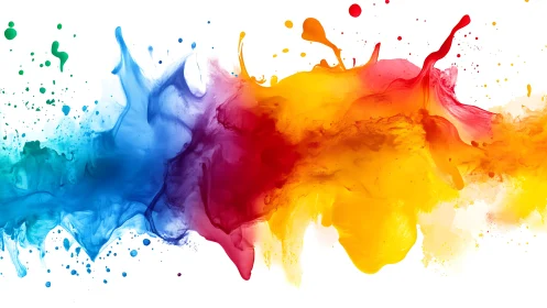 Vibrant horizontal splash of blue, red, yellow paint