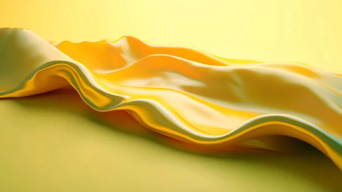 Glossy yellow fabric undulates across a minimal monochrome field