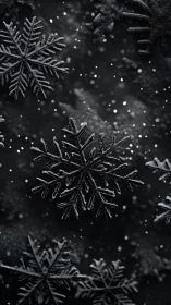 Multiple detailed snowflake structures are rendered in macro view