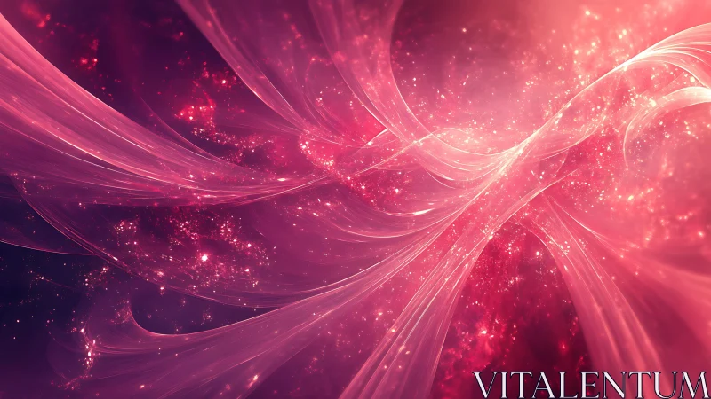 Vibrant Pink Abstract Light Swirls with Sparkling Cosmic Style.