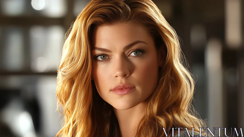 Golden-haired woman in soft-focus cinematic portrait lighting.