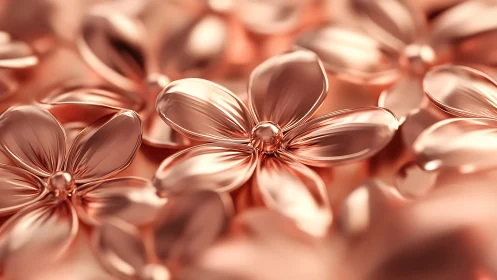 Translucent Rose Gold Flowers in Soft Focus.