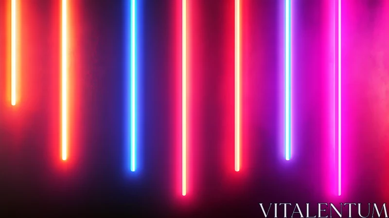 Vertical neon light bars in vivid gradient glow arrangement.