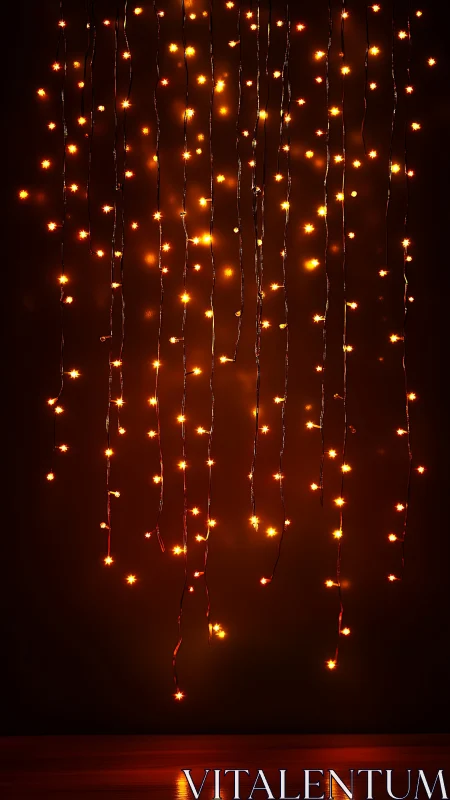 Warm cascading string lights create a cozy festive glow