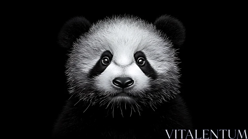 High-contrast digital panda portrait with microfur detailing.