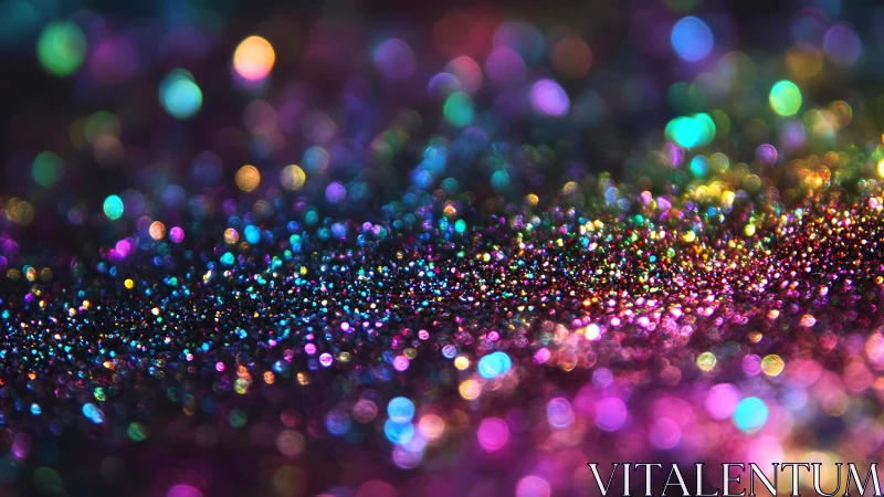 Vibrant multicolor glitter macro with dreamy bokeh background.