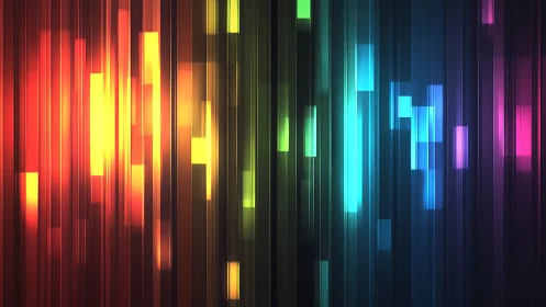 Multicolor vertical light bars with segmented gradient glow