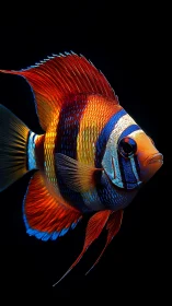 Vivid tropical fish glows with saturated neon color contrast.