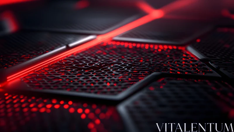 Futuristic hexagonal panels with glowing red lights, digital style. Futuristic hexagonal panels with glowing red lights, digital style.