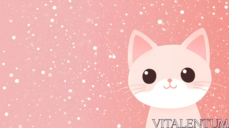 Cute White Cat with Sparkling Pink Background.