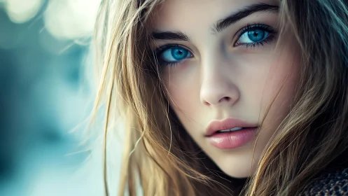 High-detail portrait with shallow depth of field and cool color grading