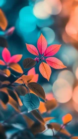 Luminescent Foliage Against Bokeh: Vibrant Leaf Study in Chromatic Light