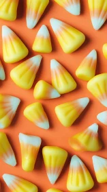 Candy corn delights arranged in cheerful autumn patterns