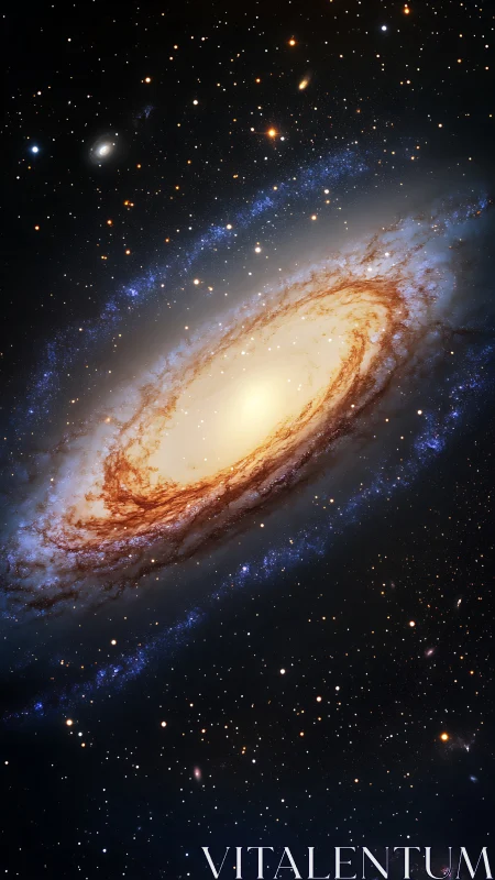 Golden Spiral Galaxy Pirouette in a Velvet Starfield.