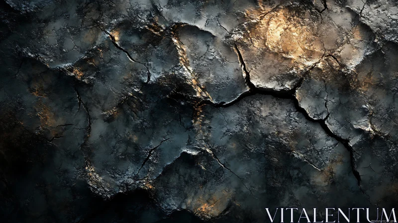 Shimmering cracked stone glows softly with hidden warmth