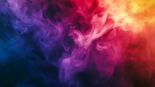 Chromatic vapor plumes in gradient spectrum light field.