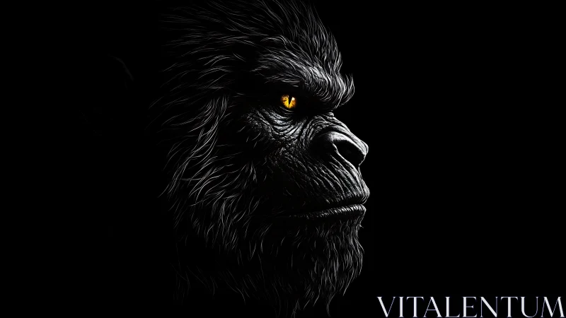 Powerful gorilla profile glows with calm golden focus