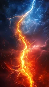 Massive Lightning Strike Splitting Sky Between Fire and Ice.