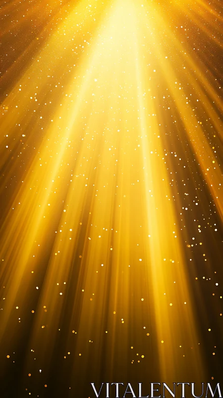 Volumetric golden light shafts with suspended glitter particles