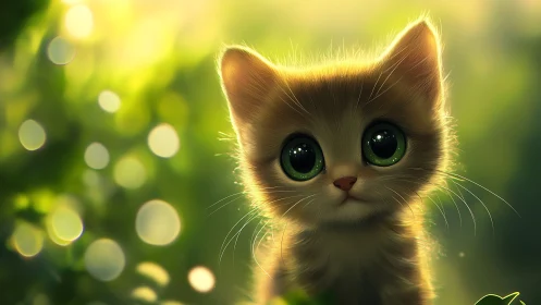 Luminescent Feline Subject with Spectral Green Ocular Features.