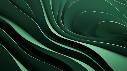 Emerald layered waves flow across a smooth abstract landscape.