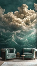 Living room adrift beneath a storm-sculpted ocean sky.