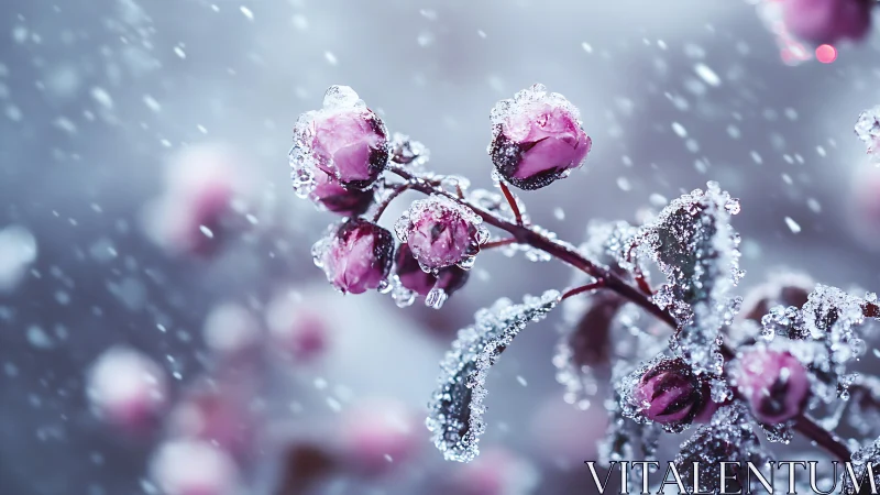 Frost-Encrusted Berries in Crystalline Winter Light.