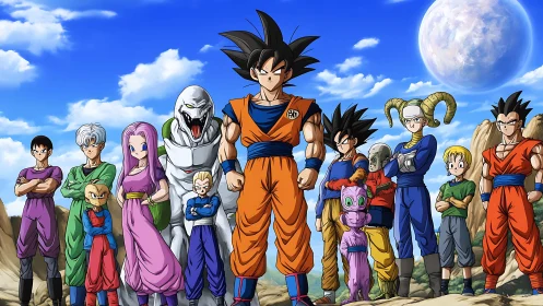 Dragon Ball heroes unite under bright alien sky