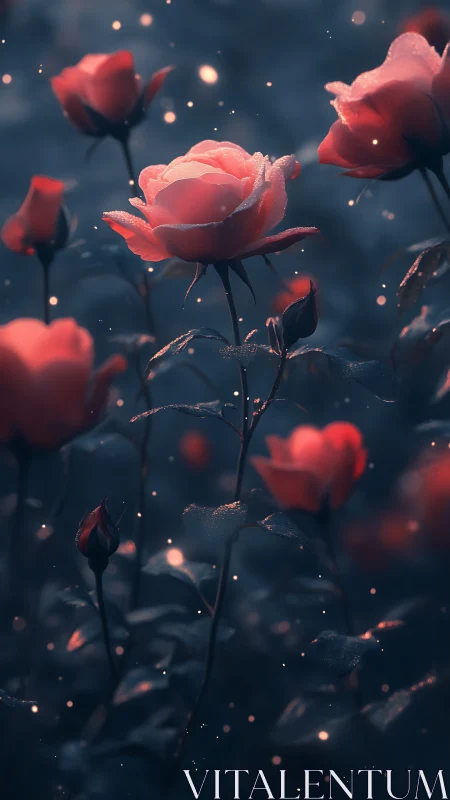 Red Roses in Ethereal Glow.