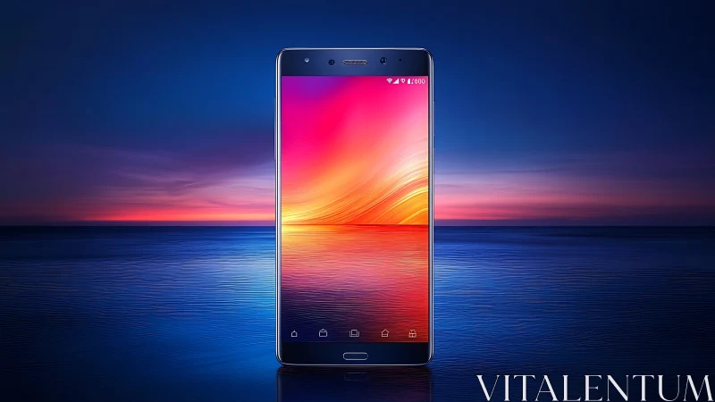 Stunning Sunset Displayed on Sleek Modern Smartphone