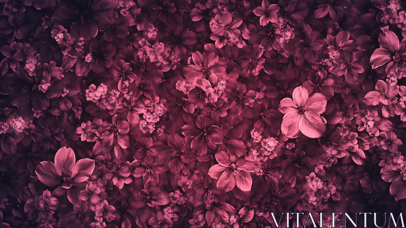 Dense floral arrangement with varied bloom sizes in magenta tones.