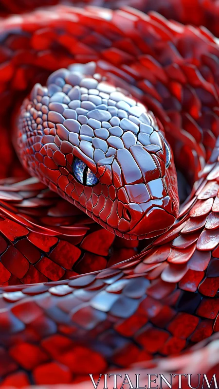 Red coiled snake render shows detailed reflective scales