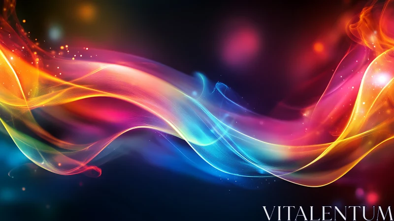 Glowing rainbow waves drifting gently through the dark.