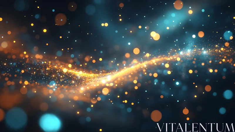 Abstract glowing light particles in motion, digital art style.