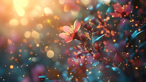 Delicate Blooms Dancing in Golden Light.