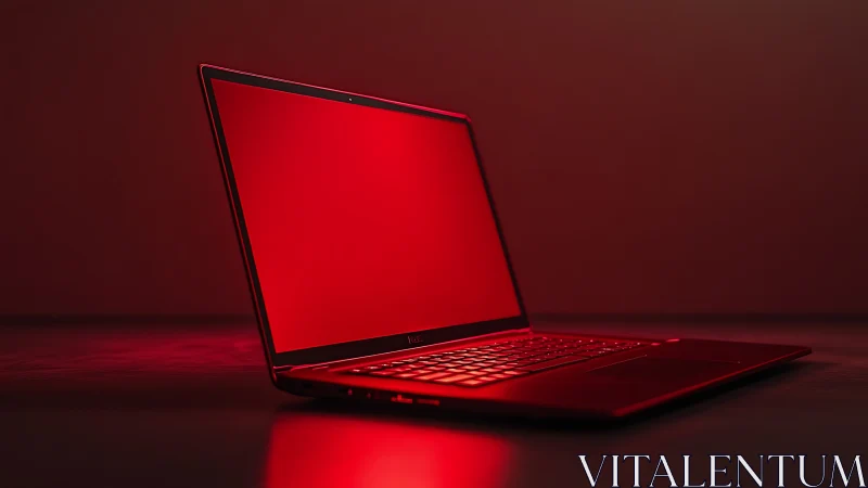 Laptop in glowing red light inviting late-night creativity.