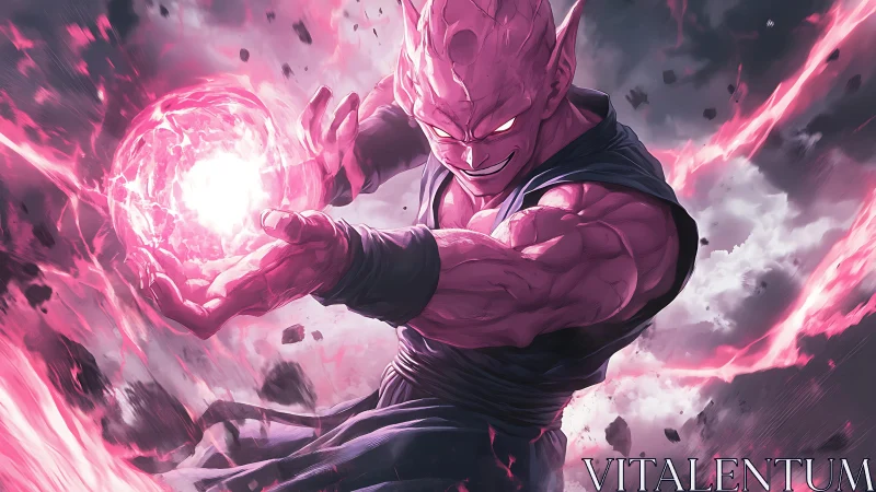 Pink energy warrior unleashes destructive power blast.