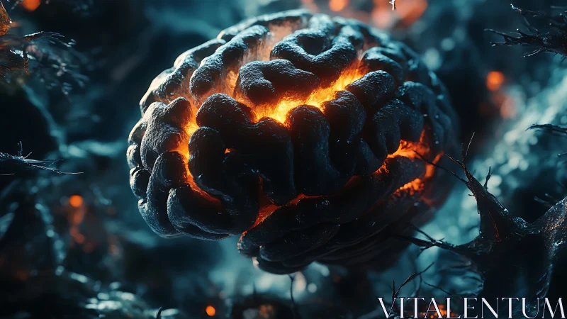 Molten midnight cortex glows like a forged thought