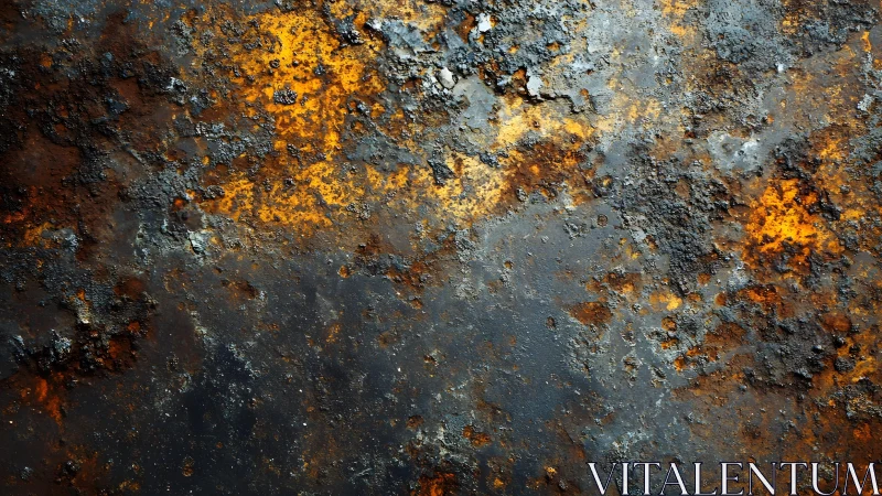 Weathered rusty metal surface with textured abstract pattern.