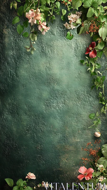 Blooming Invitation: Flowers Frame a Verdant Wall.