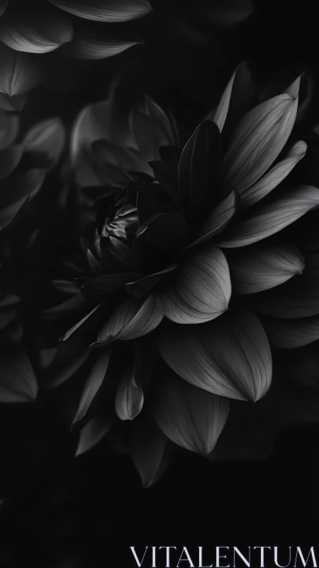 Dramatic black and white lotus blossom photographed in high contrast