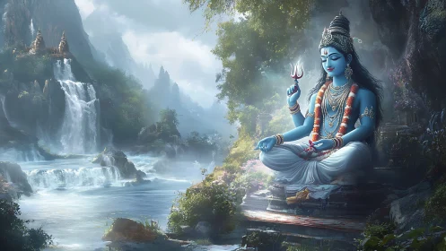 Blue mountain sage by the waterfalls of quiet thunder.