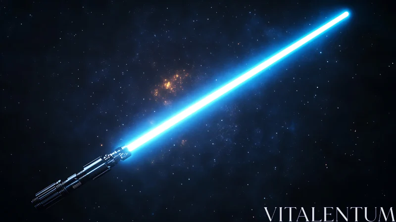 Stellar blue plasma blade cutting quiet void in half.