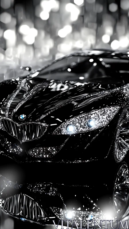 Luxury BMW concept car gleams under cinematic city lights.