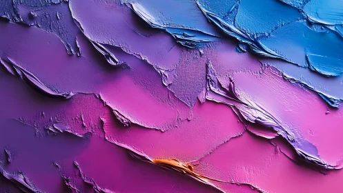 Vibrant Abstract Oil Painting with Purple and Blue Palette.