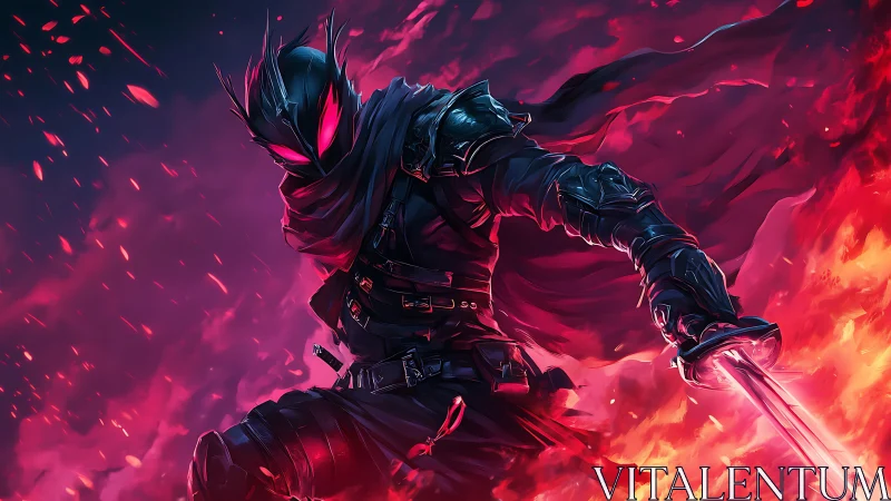 Shadow knight ignites scarlet battlefield with blazing blade