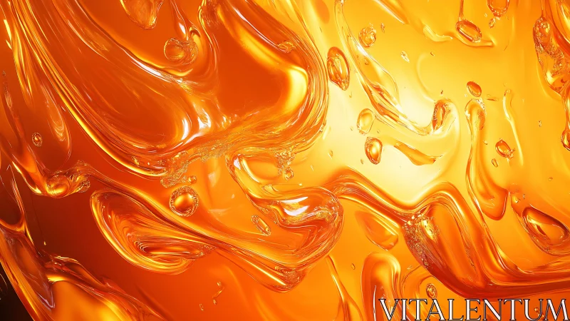 Liquid amber abstract with fluid glass-like forms.