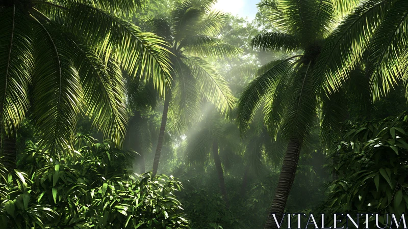 Sunlit Jungle Sanctuary: Nature's Cathedral of Green.