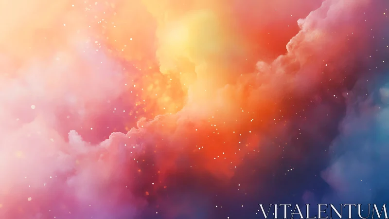 Chromatic nebula cloudscape renders luminous cosmic diffusion