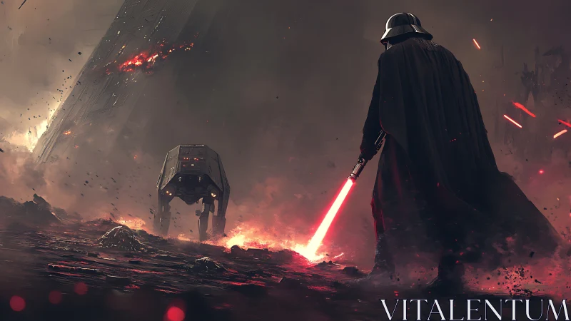 Sith warrior dominates molten battlefield with red lightsaber.